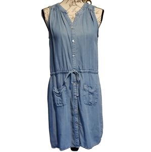 Spense Women's Sleeveless Chambray Drawstring Waist Dress